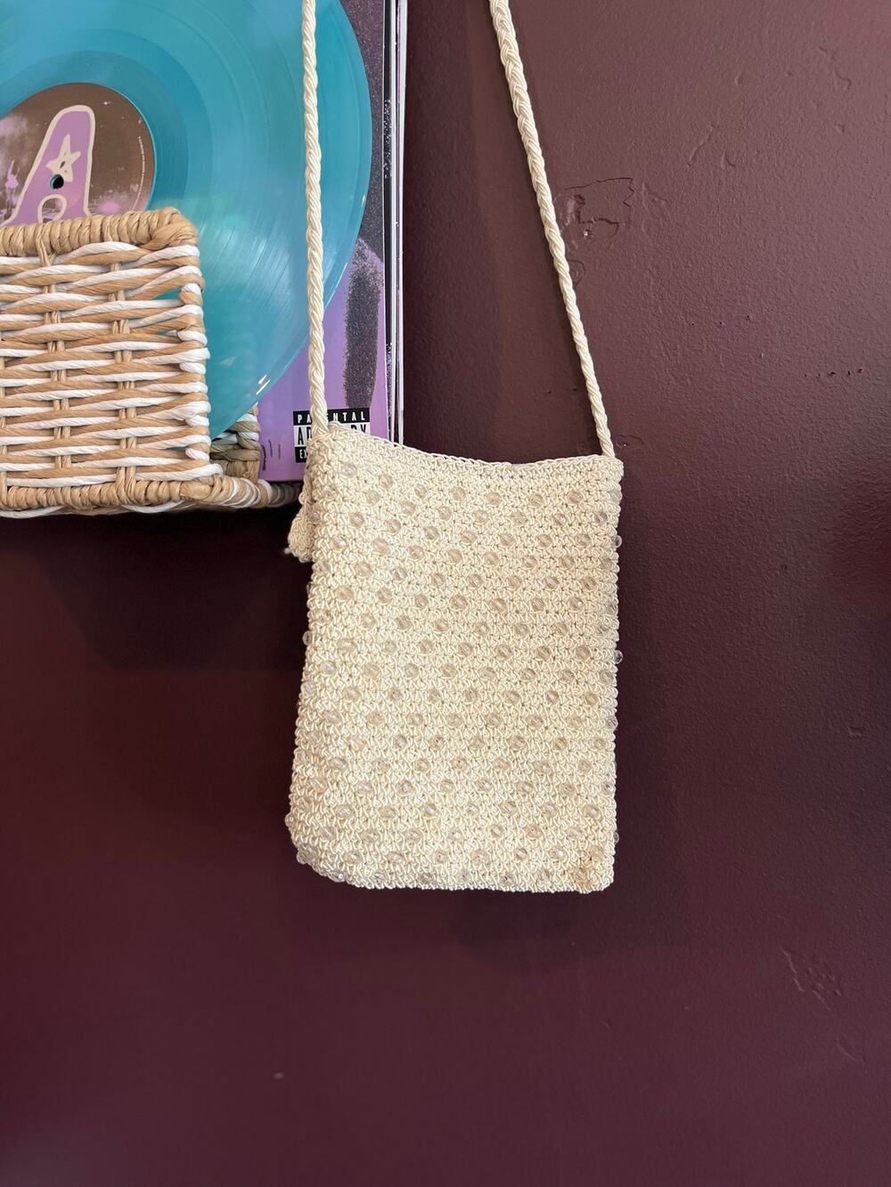 Vintage Beaded Cotton crochet pattern Tweed bag
